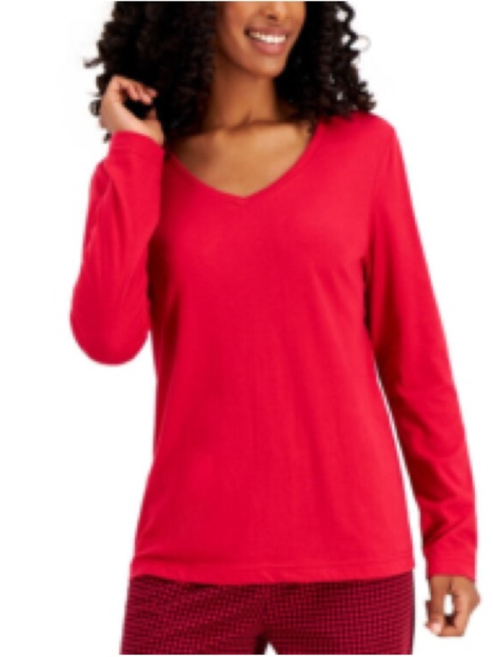 Y2K M Charter Club Intimates Comfy Loungewear Women's Red V-Neck Long Sleeve Top
